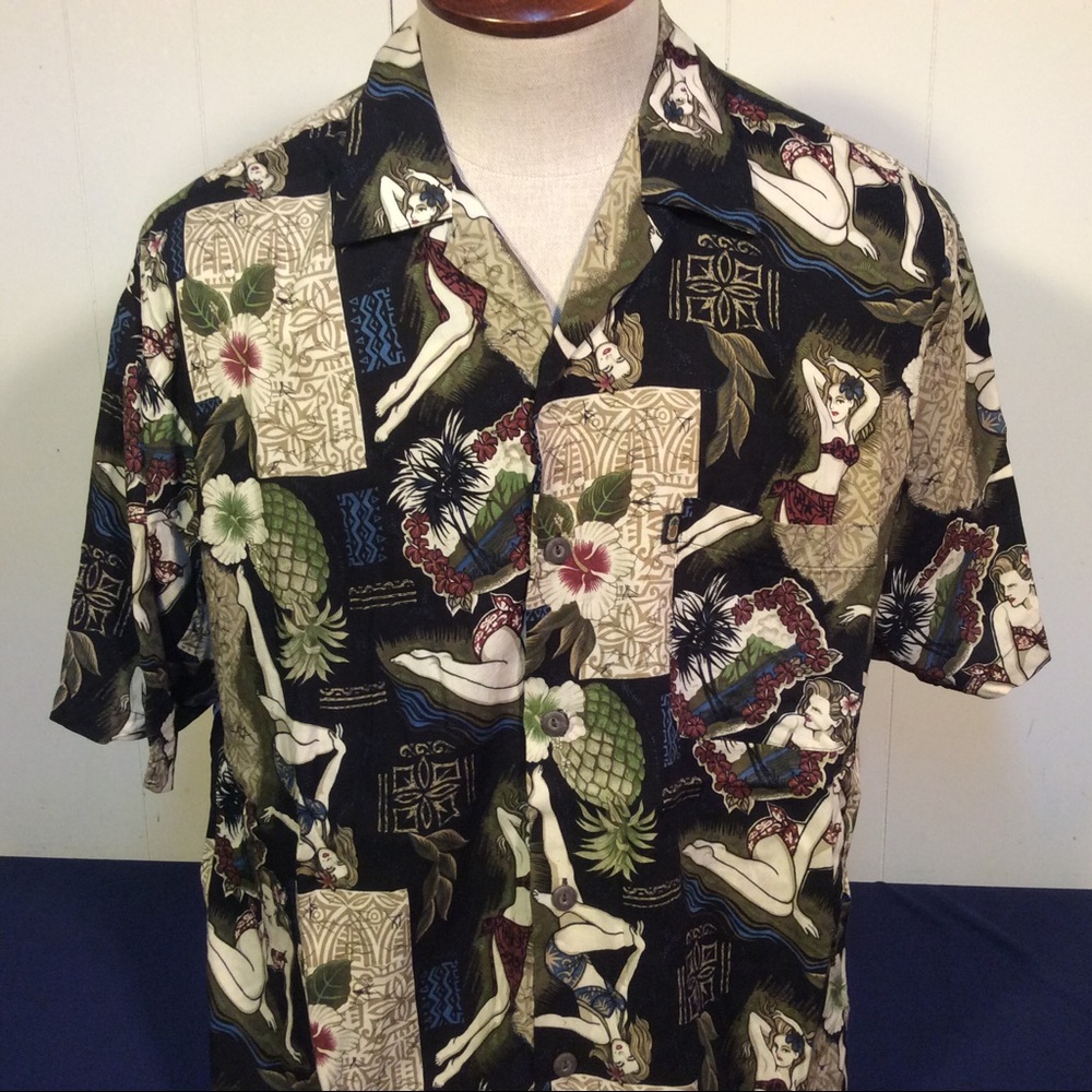 VTG Hawaiian mens shirt with Hawaiian Beauties